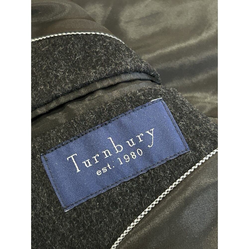 Turnbury Loro Piana Wool Overcoat Mens Size 44R Charcoal Black Tweed - Picture 9 of 10